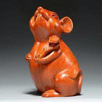 Solid Wood Mouse Wood Carving Decorations Living Room Xuanguan Office Shop Home Decoration Sculpture Crafts Housewarming Gift H 8CM