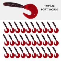 4 cm spiralu uodegos minkštas masalas žvejybos rinkinys su svareliais ir crank kabliukais 30 pieces per bag (random colors) red