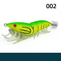 Šviečiantis medinis krevečių kalmarų kabliukas su karoliukais ir minkštu pėdų masalu, skirtu žvejybai jūroje ir omarų masalu Soft Foot Shrimp 3.5# orange