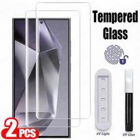 UV Glass For Samsung Galaxy S25 Ultra S24Ultra S24Plus S23 Full Cover Screen Protector For S25ultra s24 uv Tempered Glass For Samsung A12 gryna