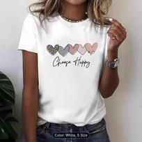 Printed Top for Spring and Summer Casual Short Sleeved Round Neck Women’s T-shirts M