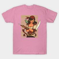 T Shirt Women Female Pirate Harajuku Print Kawaii Tshirt Summer Short Sleeve Female T-Shirt Top Tee S rožinė