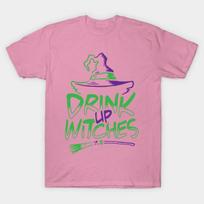 T Shirt Women Drink Up Witches Harajuku Print Kawaii Tshirt Summer Short Sleeve Female T-Shirt Top Tee S rožinė