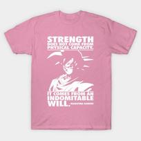 T Shirt Women Strength Goku Harajuku Print Kawaii Tshirt Summer Short Sleeve Female T-Shirt Top Tee S rožinė