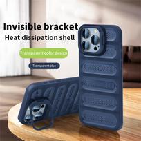 Camera Invisible Bracket Holder Heat Dissipation Phone Case For iPhone 14 13 12 15 Pro Max Plus Breathable Armor Cooling Cover For iPhone 15 Pro&Case & Holder tamsiai mėlyna spalva