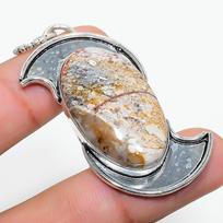 Laguna Lace Agate Handmade 925 Sterling Silver Jewelry Pendant 2.32  k6F70