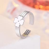 High-Grade Four-Leaf Clover Women's Ring Opening Adjustable Fashion Peach Heart Index Finger Ring opening adjustable