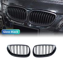 Automobilio priekinio buferio grotelės Inkstų lenktynių grotelių grotelės, skirtos BMW E60 E61 5 serijai 2003-2009 Blizgus juodas Auto naujas dvigubas lentjuostes Double Line Black