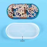 Diy Crystal Drip Molds Oval Table Setting Tray Coasters Silicone Mold Resin Making Mirror Tray Molds 18 x 9.5cm