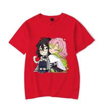 New Cute Kamado Nezuko Printed Anime T-shirts Fashion Women Summer Tee Shirt Round Neck Tops T-shirts XXS-4XL S red