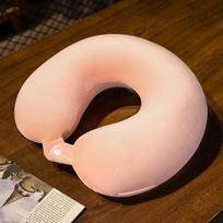 U-shaped Pillow for Neck Protection, Memory Cotton Pillow for Neck Protection, Portable for Office, Travel, Sleep, and More PP cotton filling beige