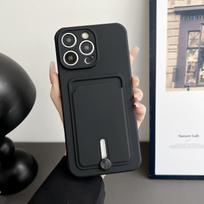 Stumdoma kortelių dėtuvė piniginė telefono dėklas, skirtas iPhone 16 15 14 11 12 13 Pro Max Plus, atsparus smūgiams, minkštas matinis silikoninis galinis dangtelis For iPhone 15 Pro gray