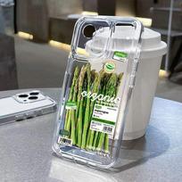 Soft Transparent Phone Case For iPhone 13 Case For iPhone 11 14 15 12 Pro Max XR XS X 7 8 14 Plus SE  Vegetable Lable Cover For iPhone 15Pro Max white