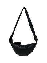 French Designer Lambskin Leather Croissant Dumpling Messenger Bag for Women black