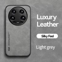 For Xiaomi Mi 15 Ultra PU Leather Car Magnetic Holder Silicone Cover For Xiaomi 15 Pro Mi 14 Ultra Built-in iron Protection Case For Xiaomi 14 Ultra šviesiai pilka spalva
