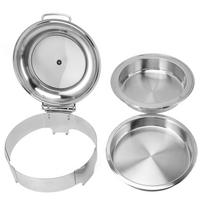 Stainless Steel Round Buffet Chafer Silver Buffet Catering Warmer with Food Tray Water Tray Roll L