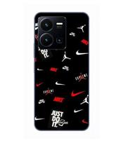 Coque Pour Vivo Y35 4G NIKE JORDAN BLANC ROUGE fond noir Maniacase juoda