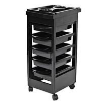 Hair Salon Instrument Storage Cart Adjustable Height Trolley Beauty Tools with 5 Drawers juoda