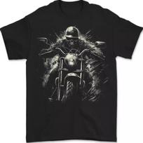 Skull Biker Motorcycle Motorbike Grim Reaper  T Shirt L gray