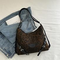 Vintage Leopard Print Tote Bag Women'S College Style Large Capacity Backpack Commuter Shoulder Messenger Bag gray