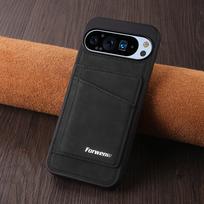 Dėklas Google Pixel 9 8 Pro XL 8A 9A Retro PU odinis su kortelių skyriumi, atsparus smūgiams, su stovu, galinis dangtelis For Google Pixel 9A juoda