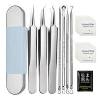 7Pcs Blackhead Remover Tools Kit Stainless Steel Acne Extraction Set Professional B gray