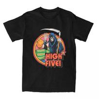 Humor High Five Death Grim Reaper T Shirt Nostalgia Darkness 70s 80s Dark Art Vintage Horror Apparel Vintage Tees T-Shirt S juoda