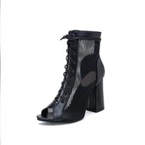 Women's high-heeled cool boots spring and summer sexy European and American style thick heel large size fish mouth sandals 35 juoda