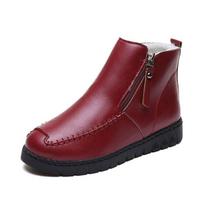 Shoes Woman Winter Warm Fur Ankle Boots For Women Snow Boots  Leather Sneakers Black Fur Snow Shoes Female Booties 412 4 raudona