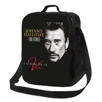 Johnny Hallyday Rokas Izoliuotas Pietų Maišelis Mokyklai Dainininkas Prancūzas Prancūzija Sandarus Terminis Šaldytuvas Bento Dėžutė Moterims Vaikams 26.5x20x11.5CM smėlis