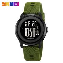 Electronic watch student male and female couple watch luminous waterproof alarm clock timing multi-function electronic armijos žalia spalva
