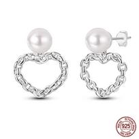 New 925 Sterling Silver Double Circle Earrings For Women Shining Zircon Piercing Ear Studs Fine Engagement Jewelry white