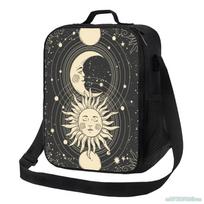 Tarot Sun Moon Witchy Night Insulated Lunch Bag Thermal Lunch Box Waterproof Oxford Bento Bags Single Shoulder Portable Tote Bag 26.5x20x11.5CM juoda