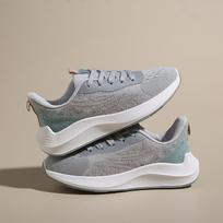 Spring and summer new women's sports shoes trend breathable fly-woven women's sports shoes comfortable platform travel shoes women's casual shoes 36 gray