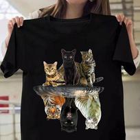 Women's Fashion Printed Cat And Tiger Print T-shirts Summer Casual Loose Round Neck Creative Personalized T-shirts M juoda