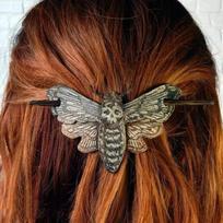 Women Fashion Retro Punk Skull Butterfly Hair Clips Dark Halloween Party Role-playing and Personalized Styling Accessories Tools Moth style brown
