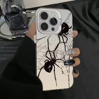 Spider Pattern Phone Case For Samsung Galaxy A14 A34 A13 A23 A52 S24 S23 S22 S21 Ultra Plus S20 FE Electroplate Silver IMD Cover S22 Plus