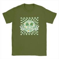 2024 Shamrock Smile Face St Patricks Day T-Shirt Unisex Groovy Funny st pattys Fashion Cotton Tee Crew Neck Short Sleeve T Shirts 4XL