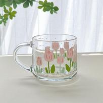 350ml Soda Lime Glass Water Cup Breakfast Milk Mug Coffee Straw Cup with Lid Spoon Printed Scale Household Office Drink Cup 350ml