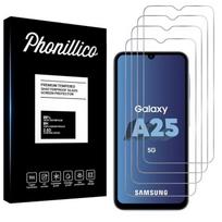 Tempered Glass for Samsung Galaxy A25 5G [4 Pack] Phonillico® Screen Protector Glass Film skaidri