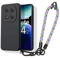Coque pour Xiaomi Redmi Note 14 Pro Plus 5G/Note 14 Pro+ 5G - Silicone Noir Antichoc avec Bracelet Robuste