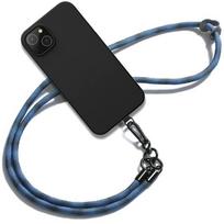 Cord Case for iPhone 15 Plus, Black Silicone with Sturdy Blue Cord