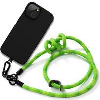 Cord Case for iPhone 15 Soft Silicone Black with Sturdy Green Cord