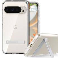 Shockproof Case for Google Pixel 9 Pro - Transparent TPU Protection with Silver Stand