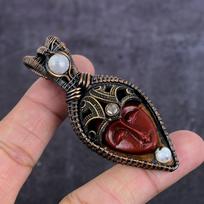 Cameo, Moonstone Handmade Copper Wire Wrap Jewelry Pendant 2.99  e3E24