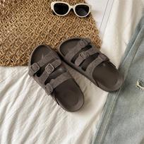 Lightweight and versatile Internet celebrities step on shit feeling thick-soled slippers women's summer wear 2025 new non-slip soft bottom one-word co 35 pilka spalva