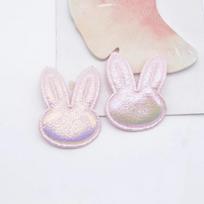 20Pcs 35*50mm Shiny Leather Rabbit Appliques for Clothes Hat Sewing Supplies Patches DIY Headwear Hair Clips Decor Accessories rožinė