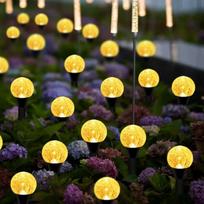 Saulės burbulai vejos lempa 30 LED takelio šviestuvas lauko vandeniui atsparios kraštovaizdžio apšvietimo lempos sodams terasai vejai vakarėliui Warm-5M 10LED