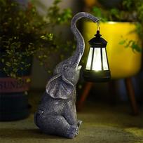 Dervinė dramblio statulėlė Sodo dekoracijos Kraštovaizdžio apšvietimas Rekvizitas Saulės energija varomas sodo figūrėlės šviestuvas Retro stalo amatas Lauko ornamentai gray