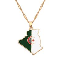 Trendy Map Necklace Republic of Iraq Algeria & Ivory Bay & Ethiopian Empire & Eritrea Multiple Map National Flag Pendants Jewelry Gift MIT 2